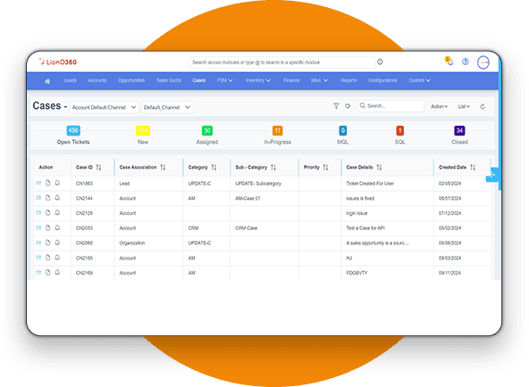 LionO360 CRM Case Submission