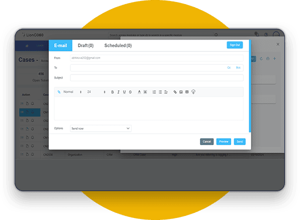 LionO360 CRM Cases & Help Desk account