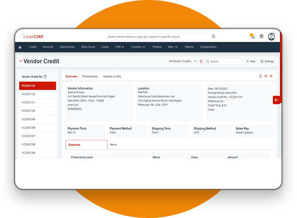 LionO360 ERP Credit Limit Feature