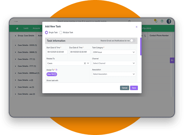 Ticket management LionO360 CRM