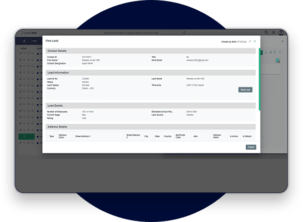 Leads Details LionO360 CRM