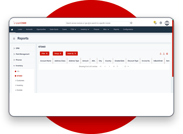 LionO360 ERP Access Inventory Reports