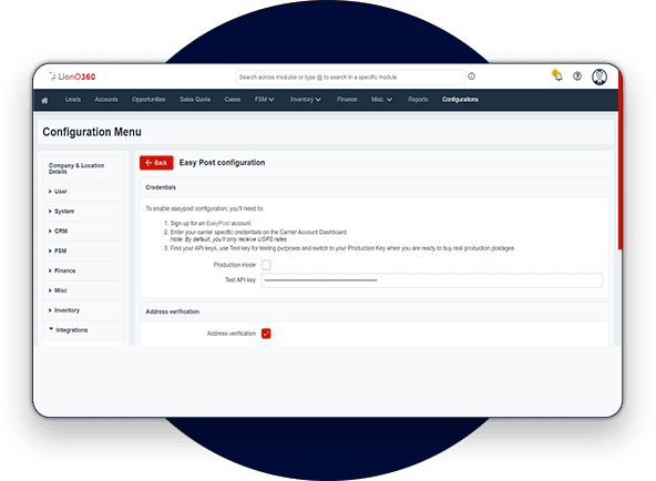 LionO360 ERP Pick, Pack, and Ship feature