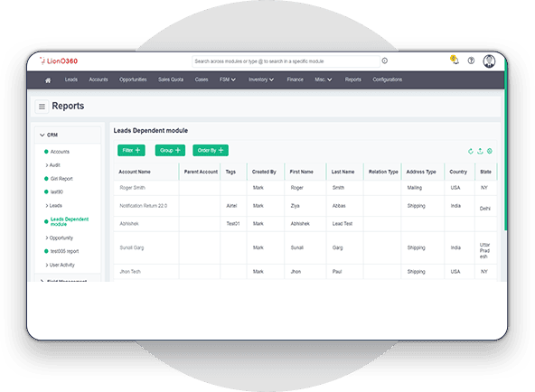 LionO360 CRM Reporting Tools