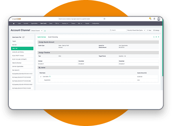 Sales Goal Management LionO360 CRM