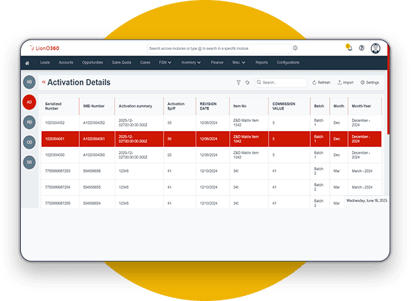 Serial Number Management Functionality