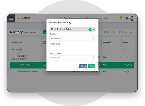 Territory Creation Functionality