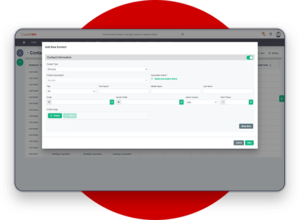 LionO360 CRM Integrated Contact Management